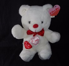 13&quot; Vintage Cuddle Wit White Teddy Bear Red Heart Love Stuffed Animal Plush Toy - £18.98 GBP