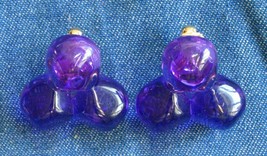 Elegant Translucent Purple Lucite Gold-tone Clip Earrings 1960s vintage ... - £9.80 GBP