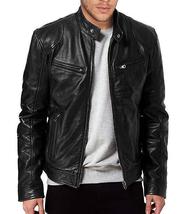 Men Winter Leather Jacket Long Sleeve Zipper Slim Biker Coat Casual Outerwear - £43.11 GBP