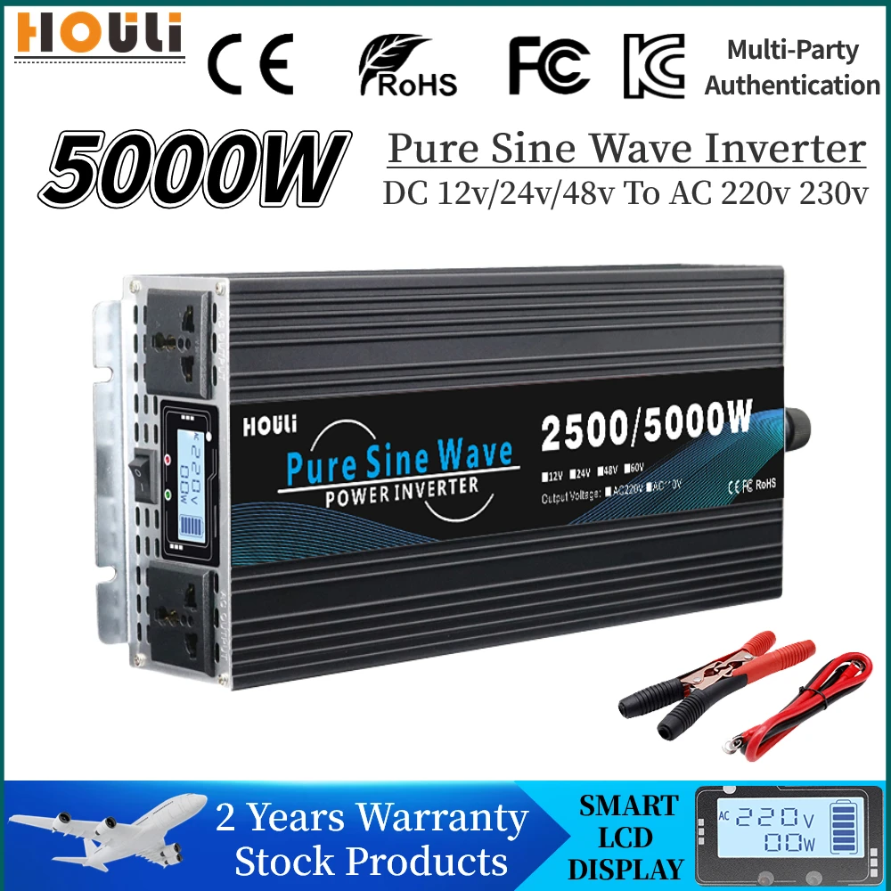 5000W 4000W 3000W Pure Sine Wave Inverter DC 12V To AC 220V Voltage Power - £77.13 GBP+