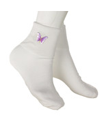 Lilac Butterfly Bobby Socks -w Embroidered Appliques - Womens Novelty So... - £9.41 GBP