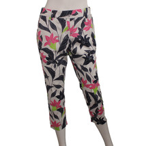 Lands&#39; End Women Size 2 Petite, Mid-Rise Crop Chino Pants, Pink Phlox Floral - £19.63 GBP