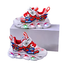 Spiderman Kids Sneakers LED Lights Thick Sole Comfort Sports Shoes Boys ... - £22.31 GBP
