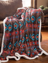 Wrangler Southwest Horizon Rustic Sherpa Fleece 54X68 Throw Blanket,, Inc. - £36.60 GBP