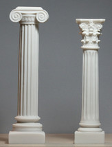 Set 2 Greek Columns Ionic &amp; Corinthian style Pillar Pedestal Decor Sculp... - $845.13 MXN
