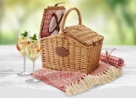 NEW Picnic Time Piccadilly Lillet Spritz Kit Service for 2 lined wicker ... - £95.88 GBP