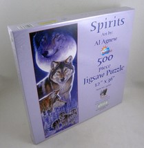 Spirits Al Agnew Wolf Wolves Moon Jigsaw Puzzle 500pc 12x36 Bringing Nat... - £9.90 GBP
