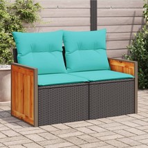 Garden Sofa Black Poly Rattan 2-seater Modular - $4,325.27 MXN