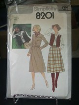 Simplicity 8201 Skirt &amp; Unlined Jacket or Vest Pattern - Size 10 Bust 32... - £6.94 GBP