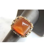Womens Vintage Estate Sterling Silver Amber Stone Ring 14.9g E4892 - $74.25