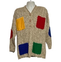 Vintage 90’s I.B. Diffusion Geometric Patches Artsy Button Sweater Size ... - $35.70