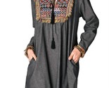 Velzera Fringe &amp; Geometric Chambray Dress Black - $31.00