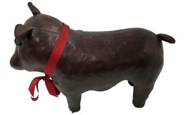 Vtg Dimitri Omersa Abercrombrie Leather Bulldog Dog London England Footstool image 3