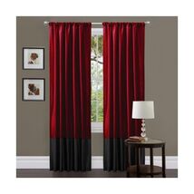 Lush Decor Milione Fiori Curtain Panel Pair, 84-Inch by 42-Inch, Red/Black  - $71.00