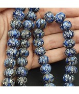 Vintage Antique African Blue Gabri Style Eyes Beads 24 Inch Long Strand ... - £74.73 GBP