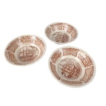 Vintage Set 3 Alfred Meakin Dessert Bowls England Fair Winds Brown Transferware - £15.18 GBP