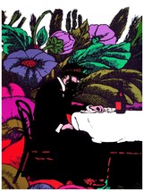 1935 Man at seating table, big flower garden.Vintage 18x24 Poster.Decorative Art - £21.95 GBP