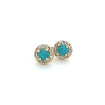 Natural Turquoise Diamond Earrings 14k Y Gold 0.65 TCW Certified $1,590 217840 - $980.10