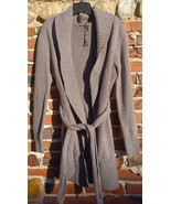 Repeat Gray Cashmere Wool Belted Cardigan Sweater Size 40 Long  Sleeve T... - £66.10 GBP