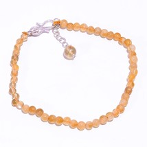 Natural Citrine Gemstone Round Smooth Beads Bracelet 4-6 mm 7&quot; UB-7211 - £7.66 GBP