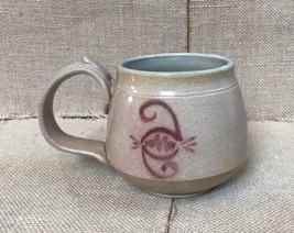 Rustic Cottagecore Beige Brown Art Pottery Wide Handle Mug Cup Artist Si... - $19.80