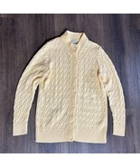 LL Bean Womens M Cable Knit Cardigan Sweater Cotton Button Front Butter ... - $727.47 MXN