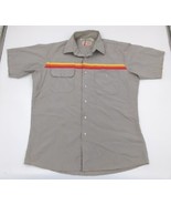 1960s 1970s Rainbow Stripe Uniform Shirt Factory Worker Large Made In US... - £46.77 GBP