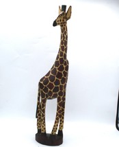 Giraffe Hand Carved Wooden Statue Made in Kenya 18” Tall Safari Safari D... - €11,85 EUR