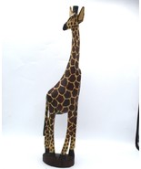 Giraffe Hand Carved Wooden Statue Made in Kenya 18” Tall Safari Safari D... - $13.86