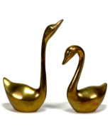 Vintage Pair of Mid Century MCM Solid Brass Swan Figurines Statues 5.5” ... - $21.04