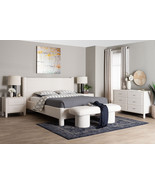 Lilly Modern White Teddy-Bear Fabric King Size 5-Piece Bedroom Set - $2,756.25 CAD