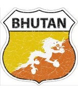 Bhutan Flag Highway Shield Novelty Metal Magnet HSM-190 - $20.35 CAD