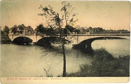 Cedar St. Bridge, St. Joseph River, Mishawaka, Indiana, vintage post card 1908 - £11.78 GBP