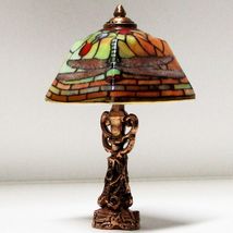 Table Lamp Tiffany Style 1.882/6 Reutter Dragonfly Sq. Shade DOLLHOUSE Miniature - $22.55