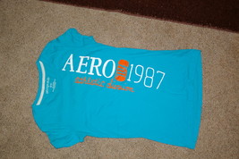 Aeropostale Athletics Graphic T Shirt Size M Juniors Aqua - £7.86 GBP