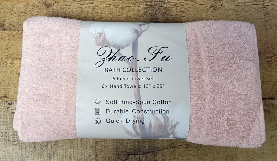 6 Piece - Zhao.Fu Hand Towel Set 13&#39;&#39; x 29&#39;&#39; - Soft Ring Spun Cotton - $20.48