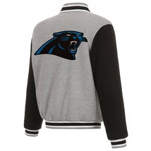 NFL Carolina Panthers  Reversible Full Snap Fleece Jacket  JHD Embroidered Logos - £107.90 GBP