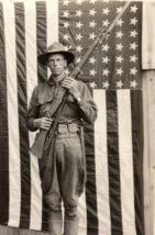 Army Soldier Rifle Bayonet American Flag World War 1 Postcard Rppc Postcard - £15.27 GBP