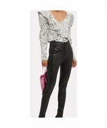 Self-Portrait Polka Dot Satin Long Sleeve Ruffled V-Neck Blouse Size 6 - $121.72 CAD
