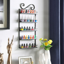 5 Tier Nail Polish Display Metal Rack Wall Mount Organizer Makeup Shelf Holder - £32.48 GBP