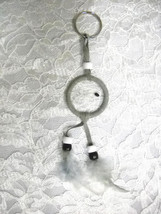 Hand Made Gray Spirit Dreamcatcher Key Ring / Key Chain Pony Beads &amp; Feathers - £6.83 GBP