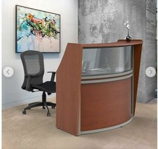 Linea Italia, Inc 70W Curved Reception Desk, Cherry - £948.53 GBP