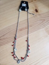 Paparazzi Long Necklace & Earring set(new)SILVER W/ RED BEADS 358 - $7.61