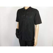 Men Silversilk 2pc walking leisure Matching Suit Italian woven knits 51016 Black image 3