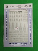 Vintage Microscale Decals 87-1091 Pullman Heavyweight Sleeper UP pre-&#39;38 HO - £11.18 GBP