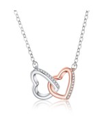 Peach Heart Pendant Clavicle Chain Double Love Heart Necklace Gift Case ... - $247.32 MXN
