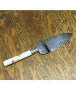 Vintage serrated edge cake pie server metal with floral pattern handle  - $19.75