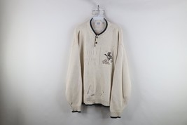 Vtg 90s Streetwear Mens XL Thrashed Postage Stamp Duck Knit Henley Sweat... - $31.14