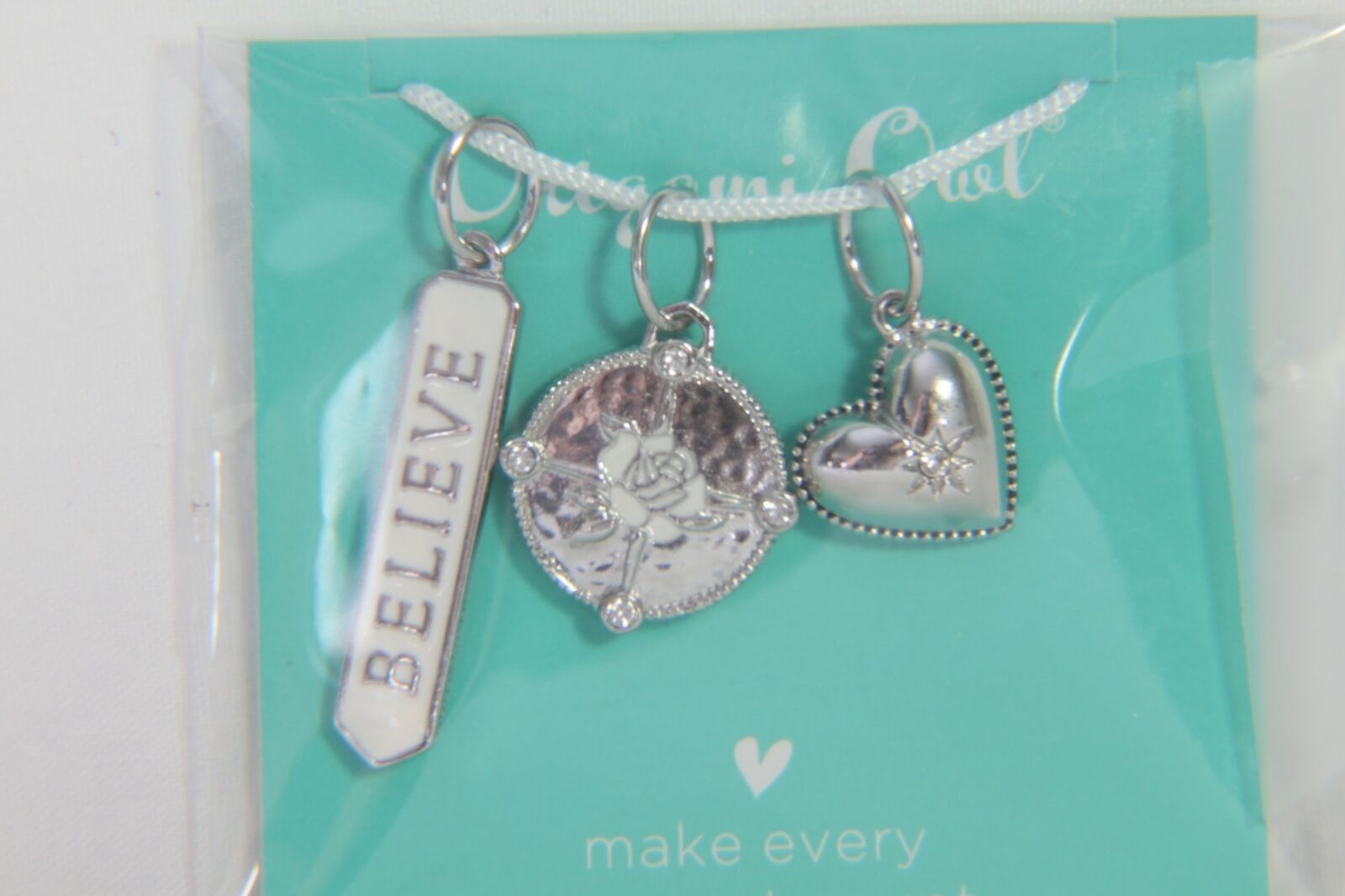 Origami Owl Pendant (new) SILVER "BELIEVE" PENDANT TRIO W/SWAR CRYSTALS (PN9001) - $35.89