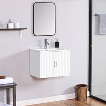 24&quot; Floating Wall Mounted Bathroom Vanity with White Porcelain Sink - £196.73 GBP